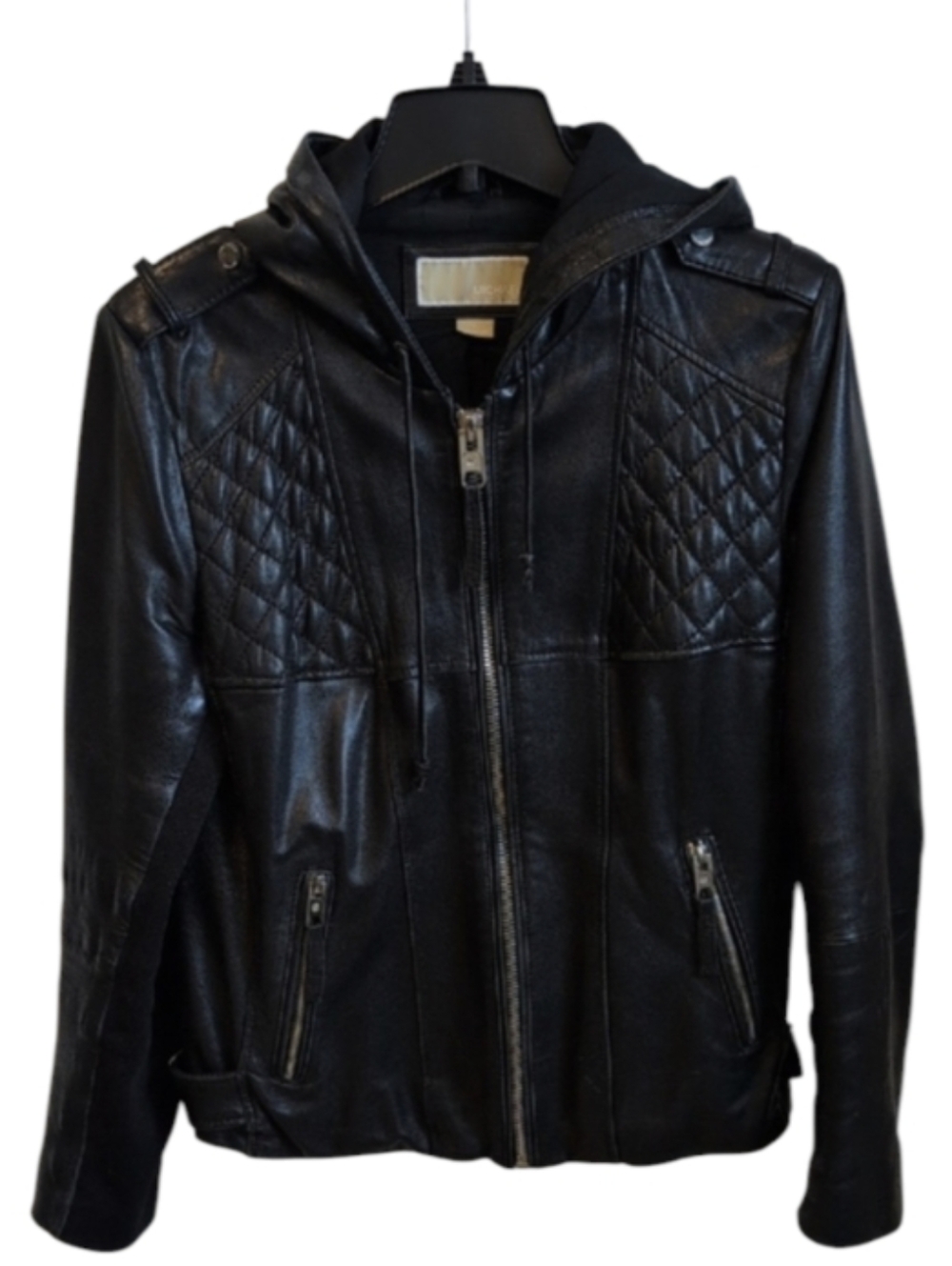 Michael Kors Black Leather Jacket Size Large